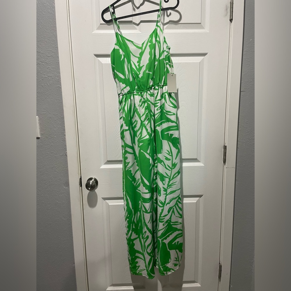 NWT Lilly Pulitzer, small, green and whistle floral jumpsuit
